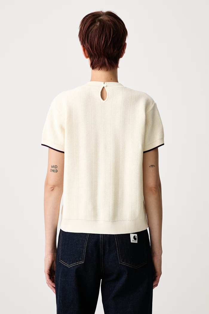 Odzież Fred Perry Sweter z krótkim rękawem damski bawełniany K3127.560 beżowy