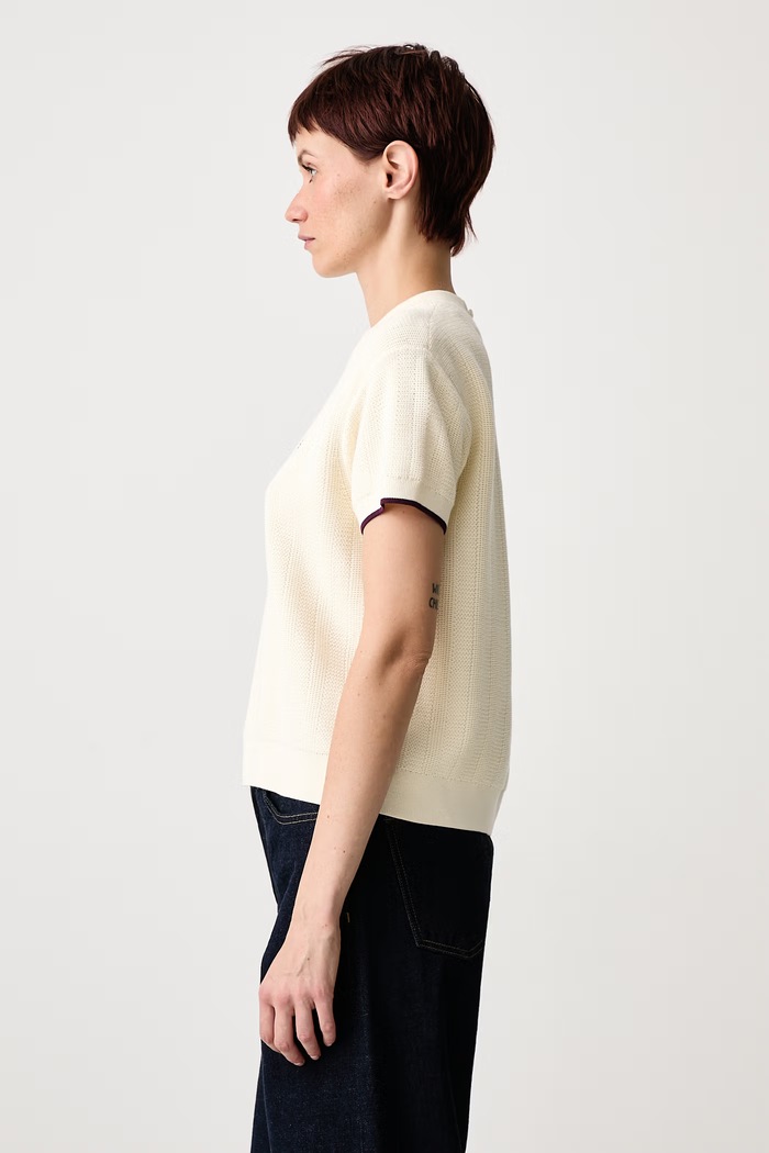 Sweter z krótkim rękawem damski bawełniany Fred Perry K3127.560 beżowy