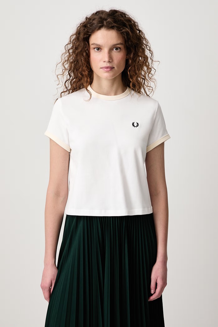 Odzież Fred Perry T-shirt damski bawełniany G3157.129 biały