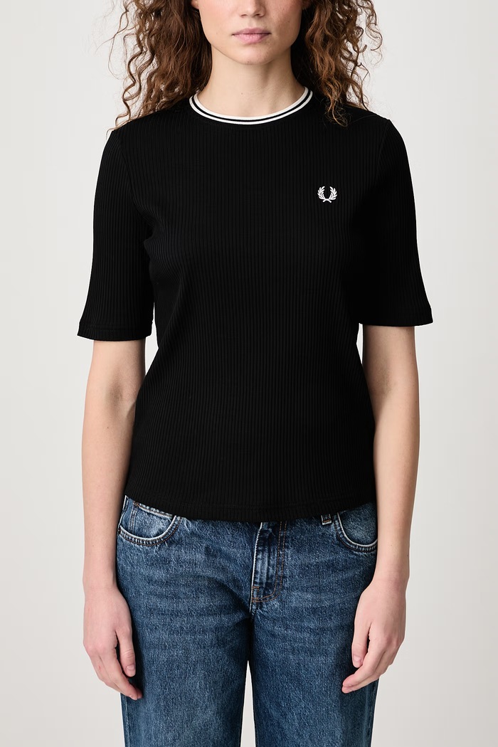 T-shirt damski z bawełną Fred Perry czarny G3165.102