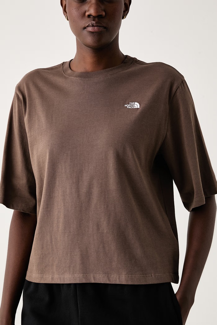 T-shirt damski bawełniany Essential The North Face NF0A8H711OI1 brązowy