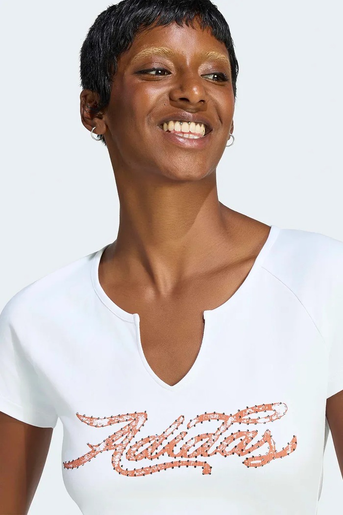T-shirt damski z bawełną adidas Originals LE8330 biały
