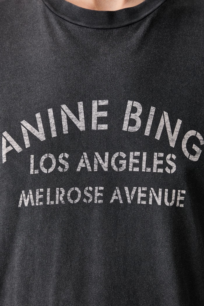 Anine Bing MELROSE STENCIL T-shirt bawełniany damski A.08.12930.WBL1 czarny