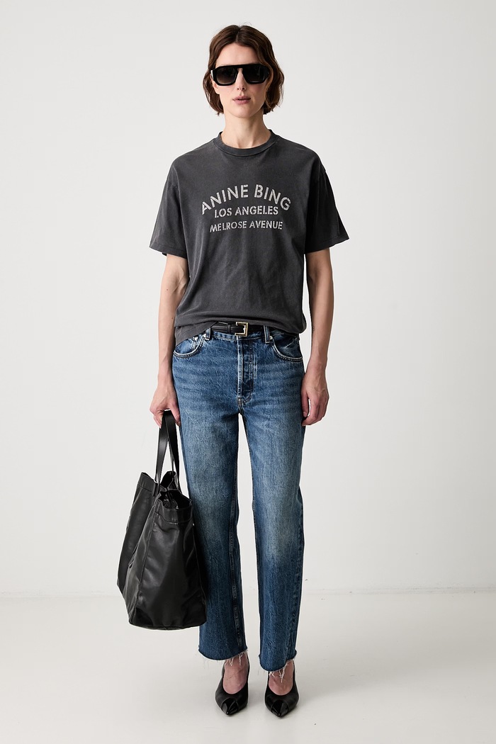 Anine Bing MELROSE STENCIL T-shirt bawełniany damski A.08.12930.WBL1