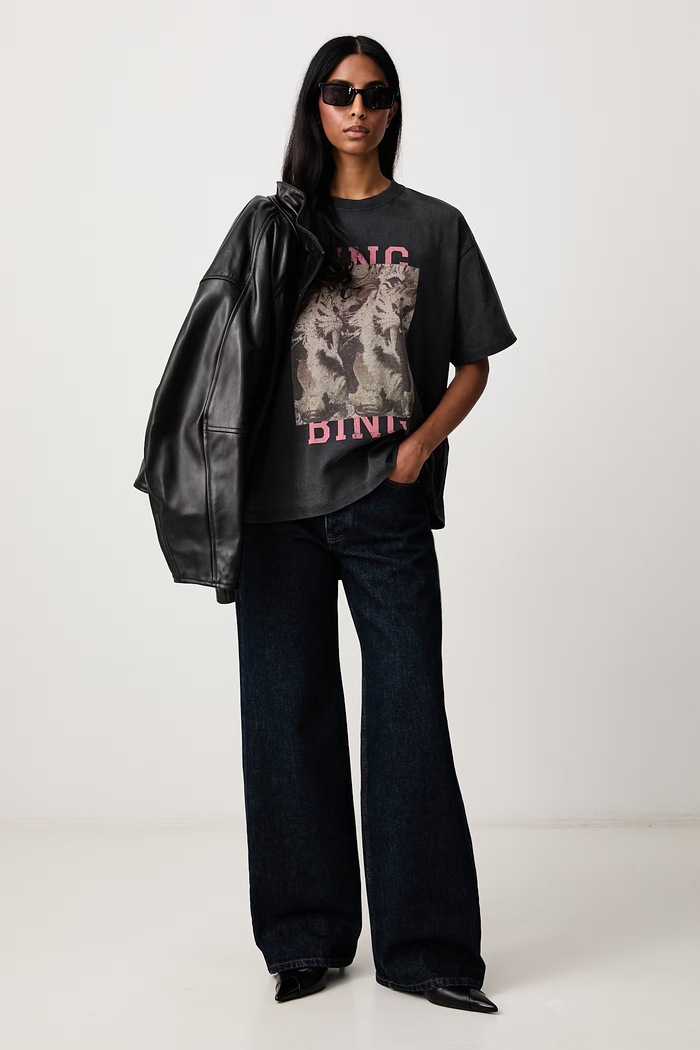Anine Bing Cade Tiger Bing T-shirt bawełniany damski A.08.12648 czarny AW26
