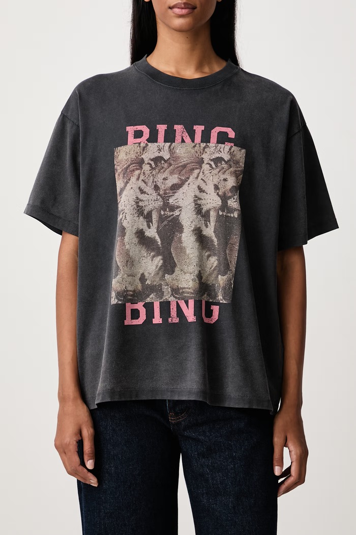 Cade Tiger Bing T-shirt bawełniany damski Anine Bing czarny A.08.12648