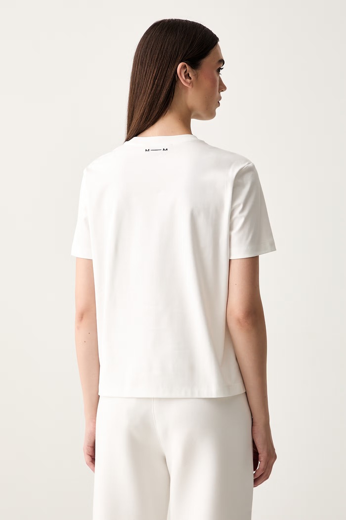 Odzież MM by Max Mara T-shirt damski bawełniany MMLEXPLOIT 2626946017600 beżowy