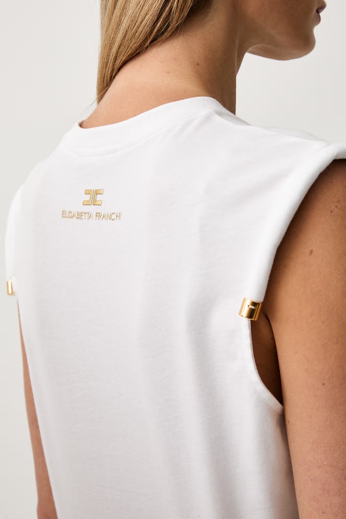 Elisabetta Franchi top damski bawełniany MA00766E2 biały