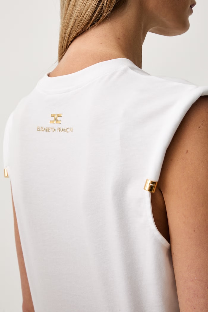 Elisabetta Franchi top damski bawełniany MA00766E2 biały