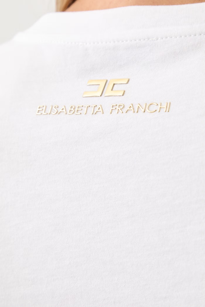Elisabetta Franchi T-shirt damski bawełniany MA00366E2