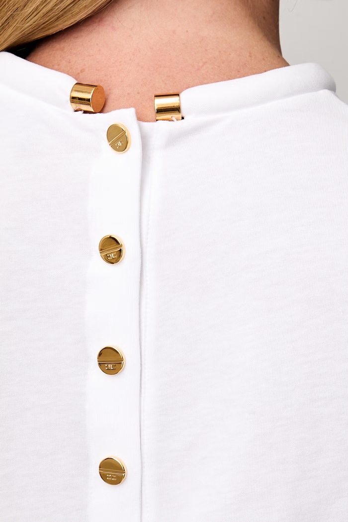Elisabetta Franchi T-shirt damski bawełniany biały MA00266E2