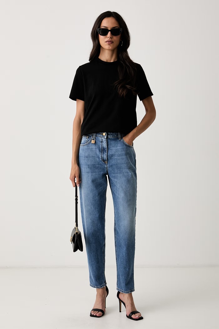 Elisabetta Franchi kratka majica ženska bombažna MA00266E2 črna AW26