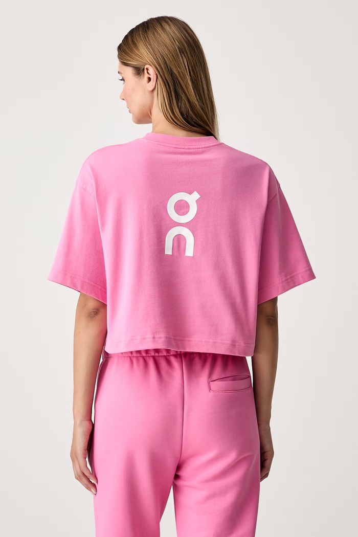 Odzież On crop top damski bawełniany Club Boxy 1WF11124983 różowy