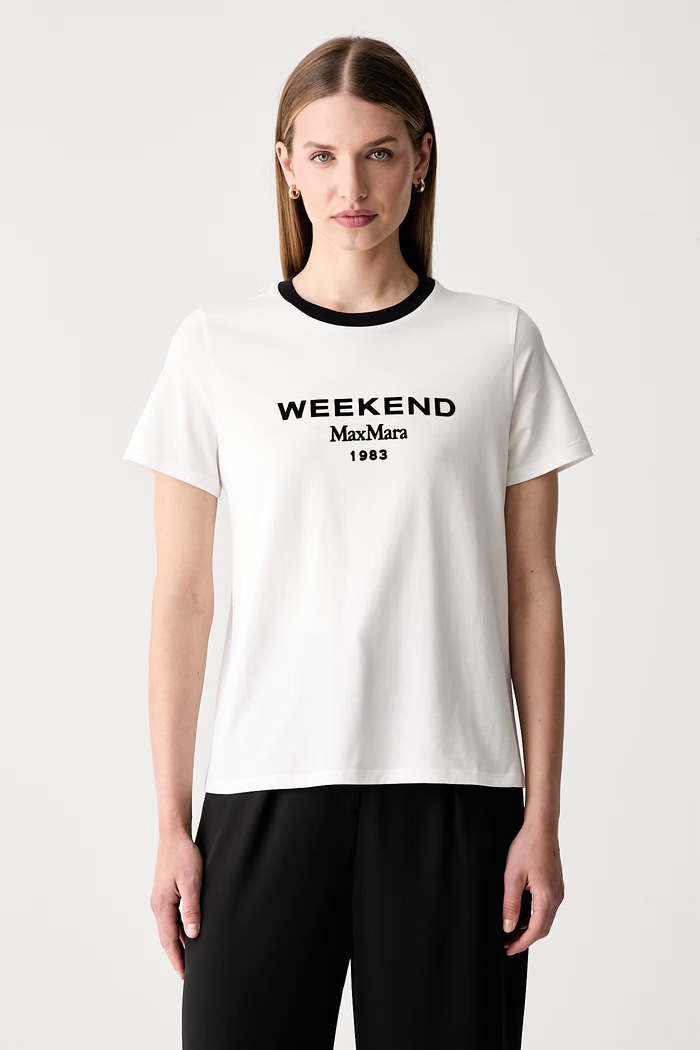 Weekend Max Mara T-shirt damski bawełniany WKDEDISON biały 2625976041600