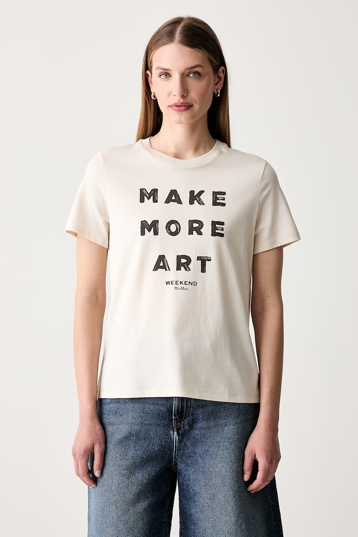 Weekend Max Mara T-shirt damski bawełniany WKDEDISON beżowy 2625976041600