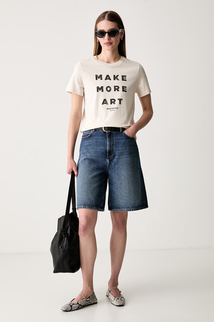Weekend Max Mara T-shirt damski bawełniany WKDEDISON 2625976041600 beżowy AW26