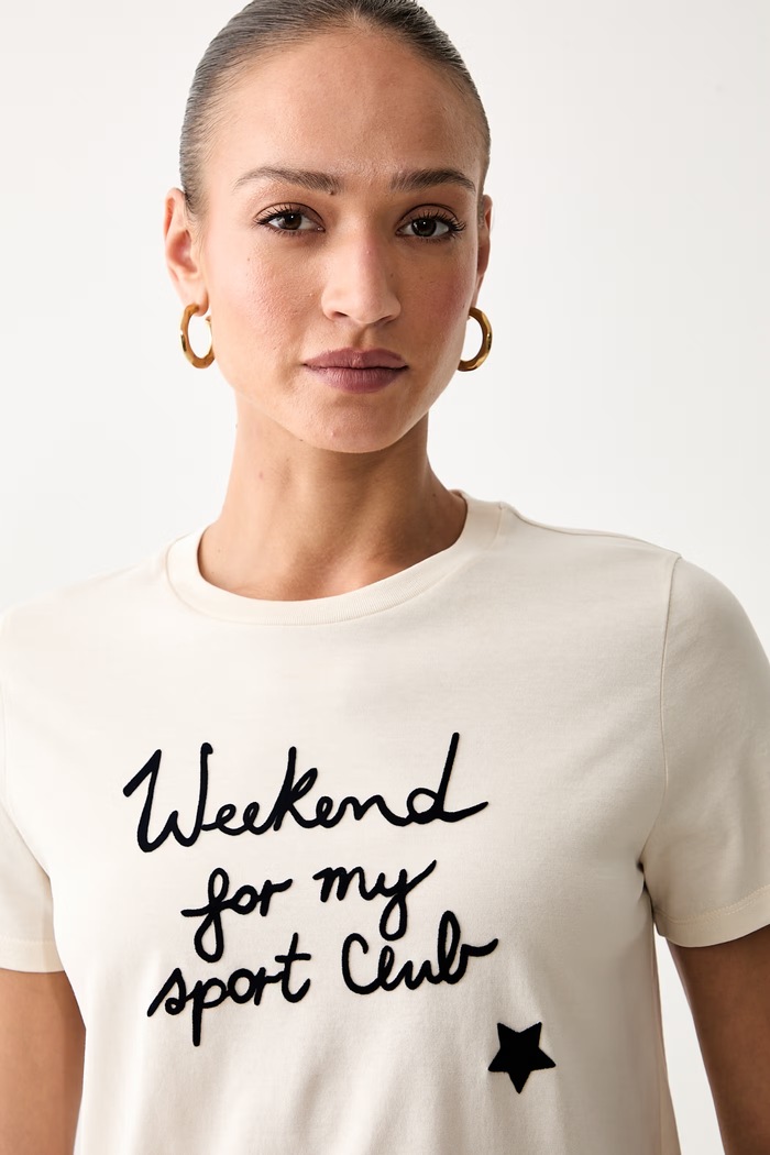Weekend Max Mara T-shirt damski bawełniany WKDEDISON beżowy 2625976041600