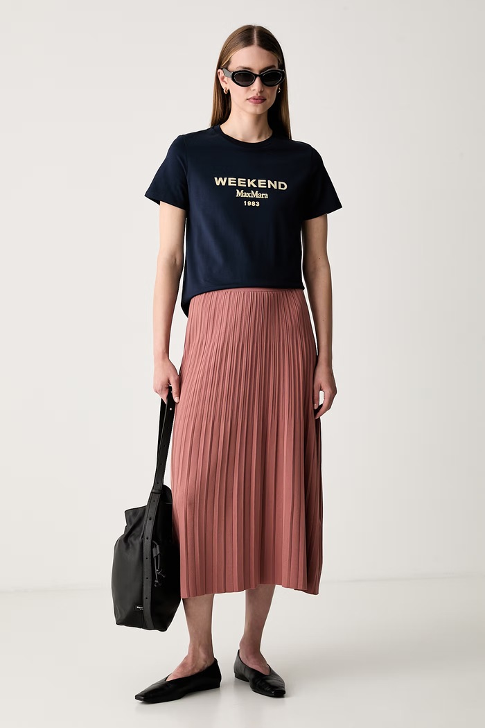 Weekend Max Mara T-shirt damski bawełniany WKDEDISON 2625976041600 granatowy AW26