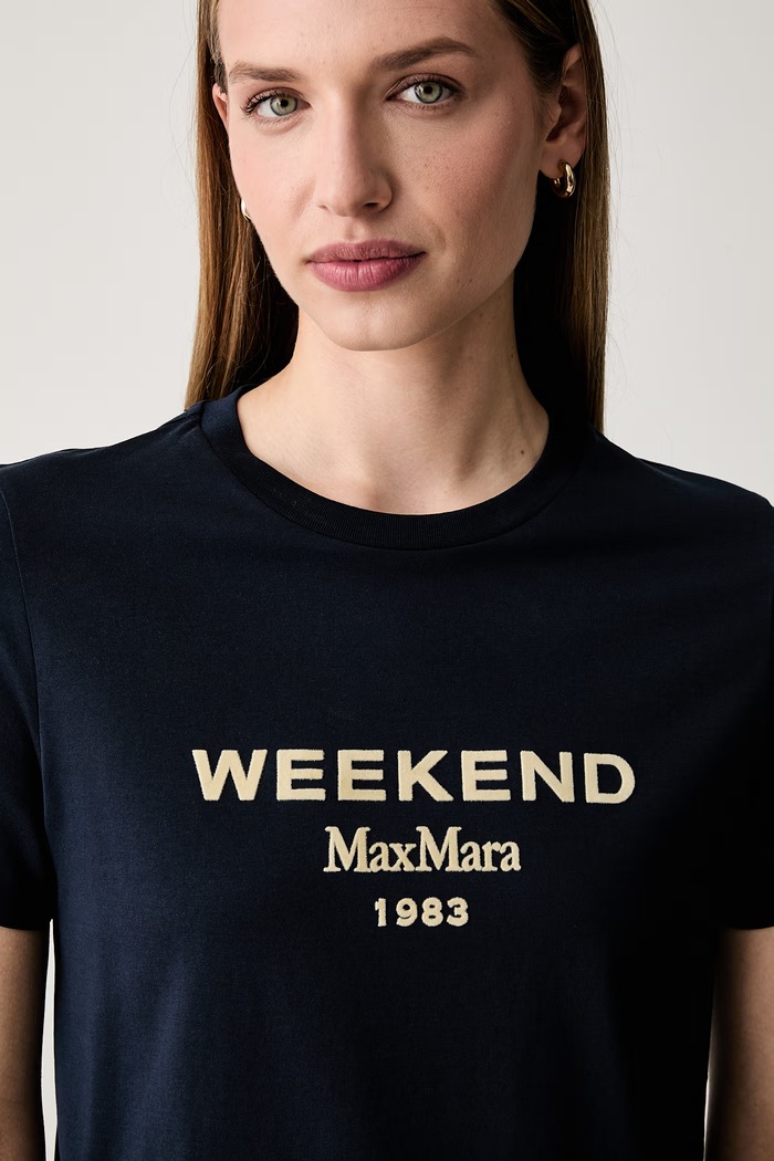 Weekend Max Mara T-shirt damski bawełniany WKDEDISON granatowy 2625976041600