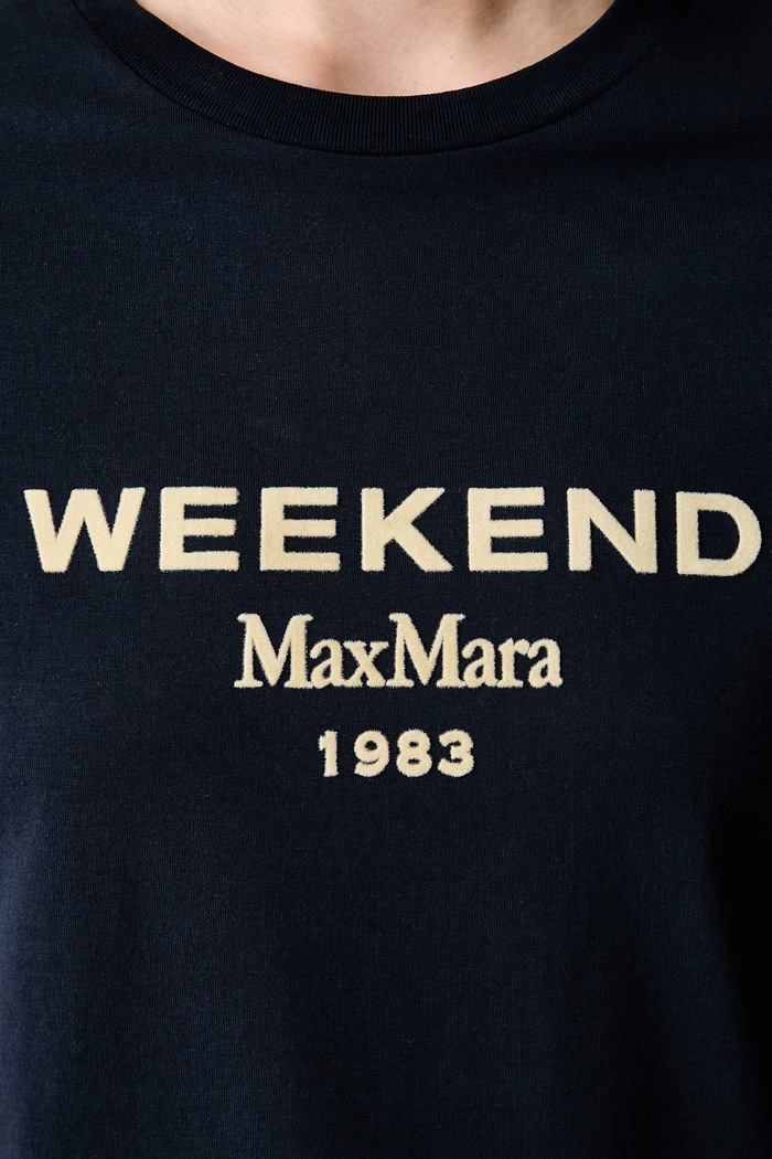 Weekend Max Mara T-shirt damski bawełniany WKDEDISON 2625976041600 granatowy