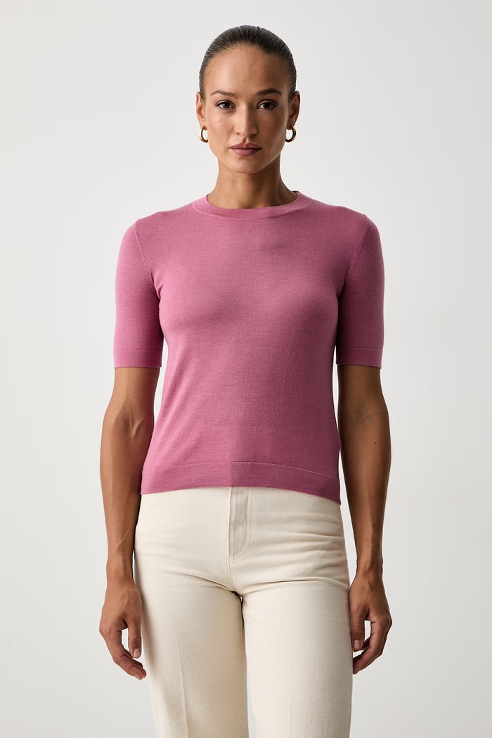 Weekend Max Mara T-shirt swetrowy damski z wełną WKDTAPIOCA różowy 2625366111600