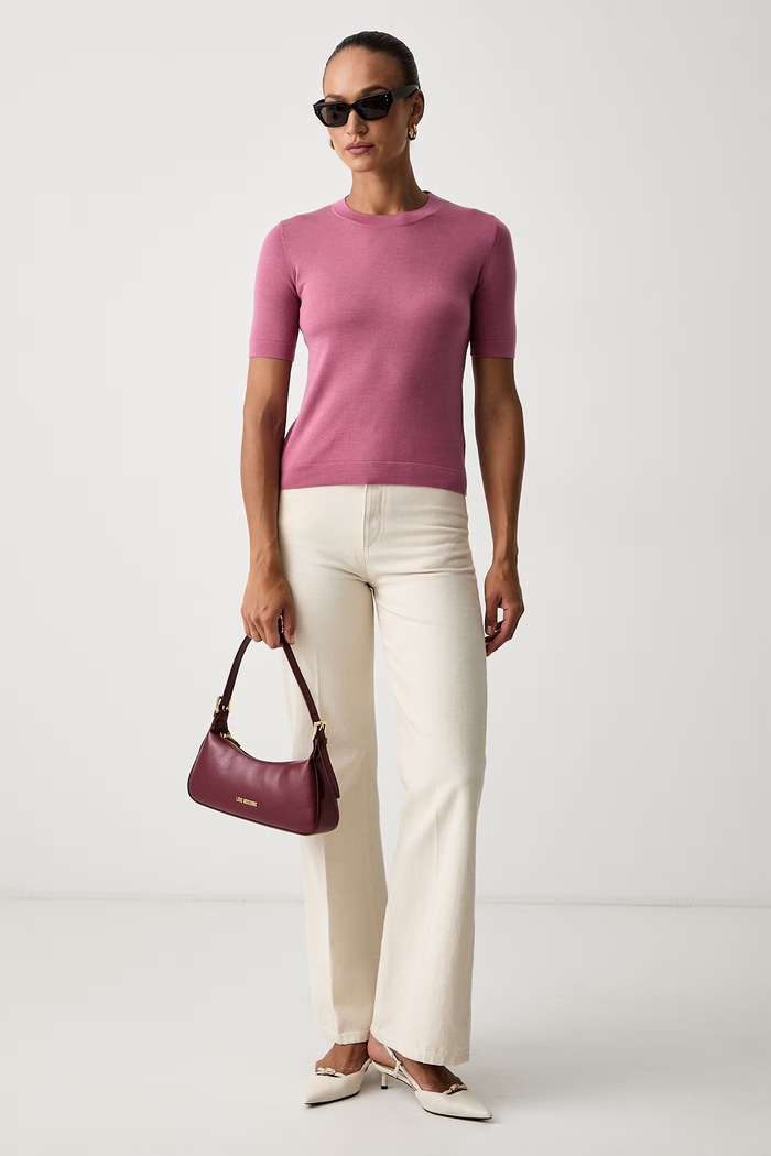 Weekend Max Mara T-shirt swetrowy damski z wełną WKDTAPIOCA 2625366111600 różowy AW26