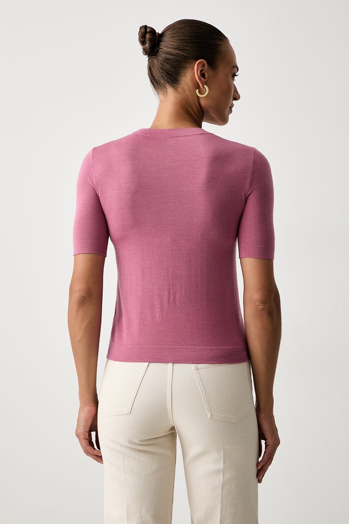 Odzież Weekend Max Mara T-shirt swetrowy damski z wełną WKDTAPIOCA 2625366111600 różowy
