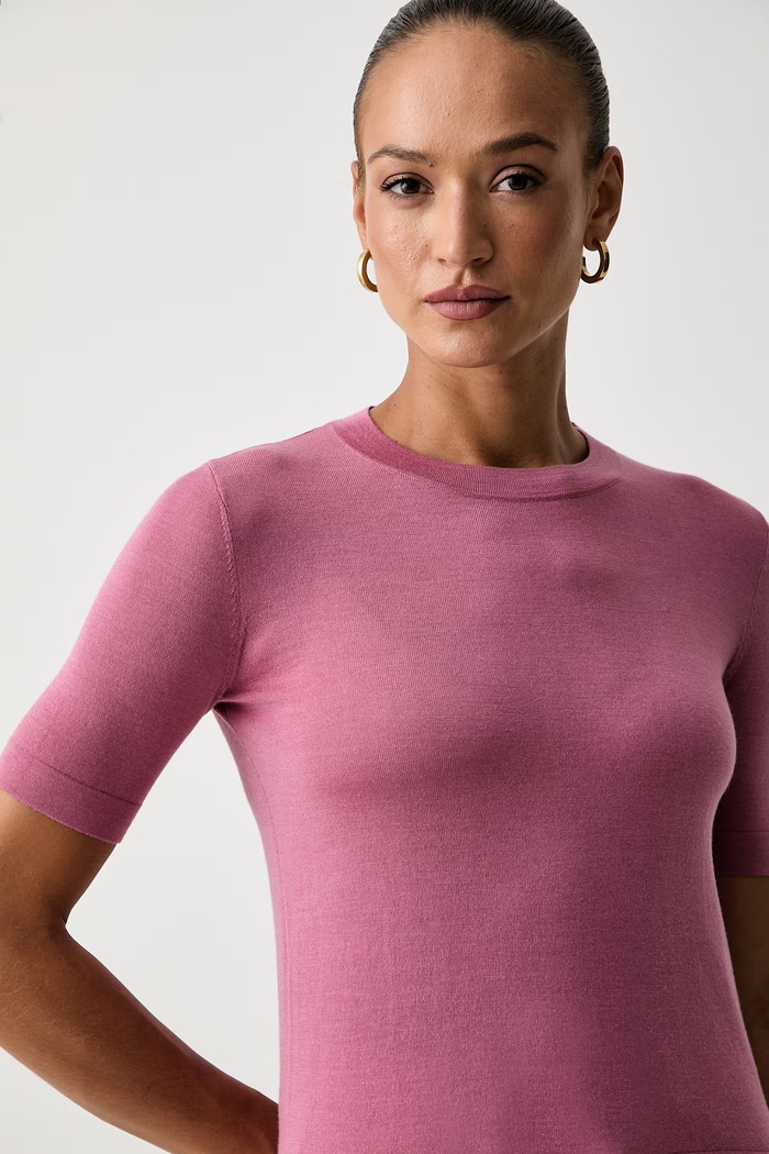 Weekend Max Mara T-shirt swetrowy damski z wełną WKDTAPIOCA różowy 2625366111600