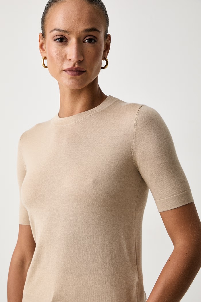 Weekend Max Mara T-shirt swetrowy damski z wełną WKDTAPIOCA beżowy 2625366111600