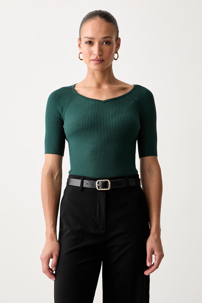 Weekend Max Mara T-shirt swetrowy damski z wiskozą WKDTENENTE zielony 2625366091600