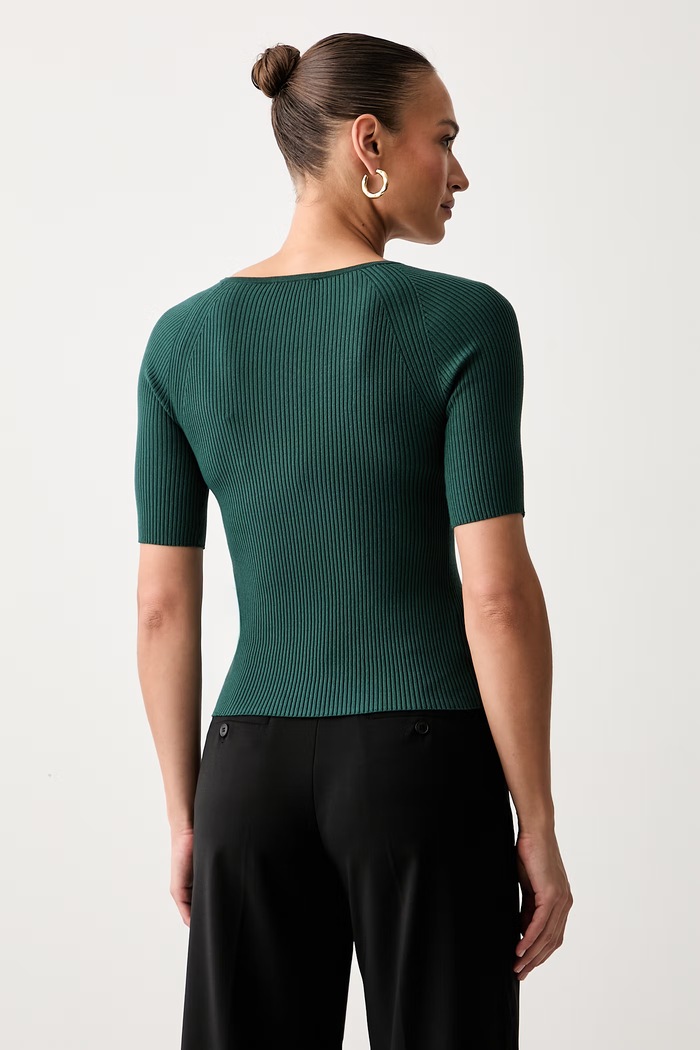 Odzież Weekend Max Mara T-shirt swetrowy damski z wiskozą WKDTENENTE 2625366091600 zielony