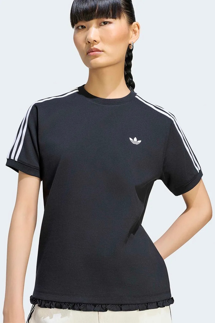 T-shirt damski z bawełną Pleated adidas Originals LG4313 czarny