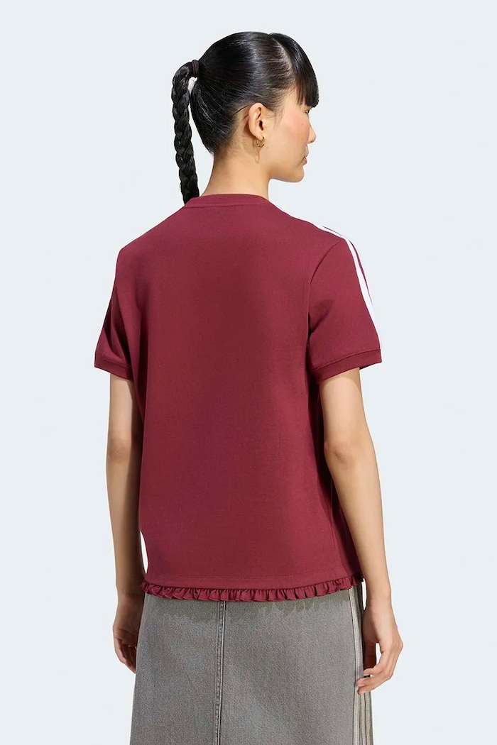 adidas Originals T-shirt damski z bawełną Pleated LG4311 bordowy AW26