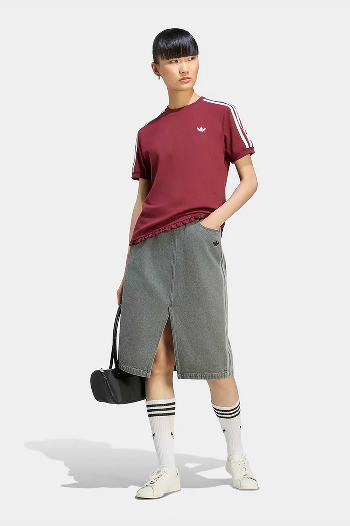 Odzież adidas Originals T-shirt damski z bawełną Pleated LG4311 bordowy