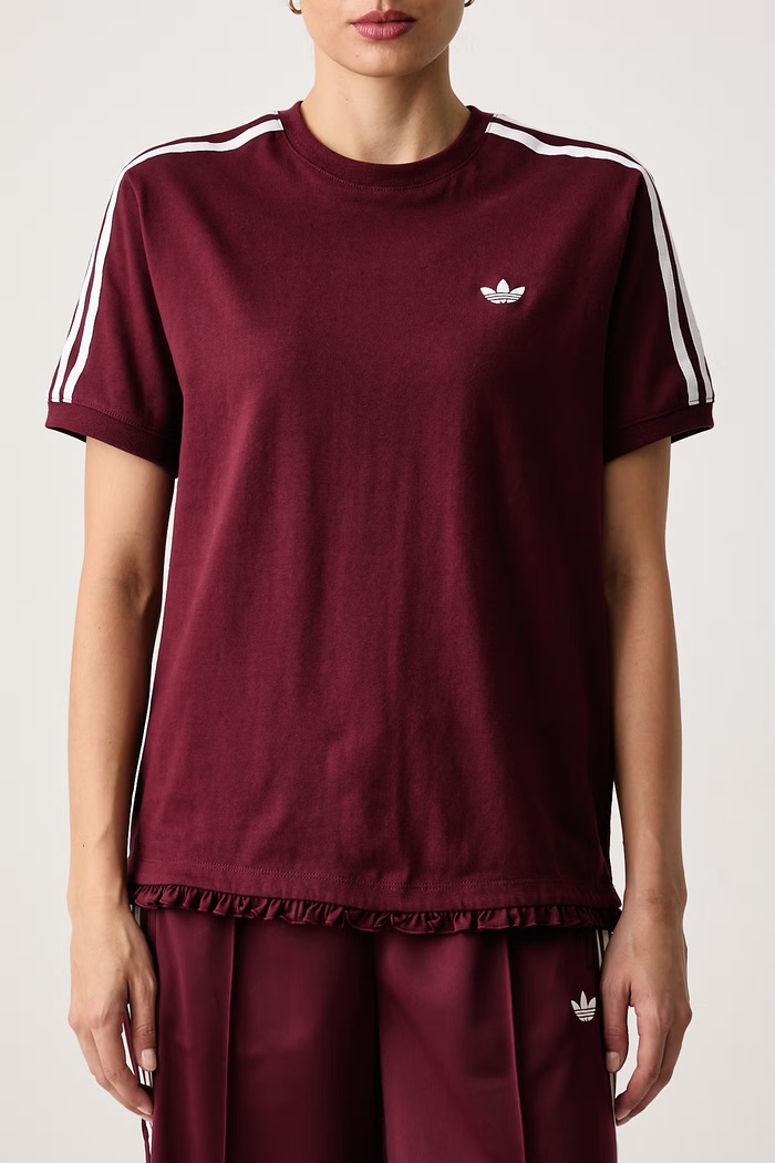 Tricou pentru femei cu bumbac Pleated adidas Originals LG4311 burgundia