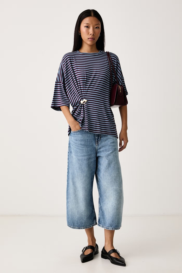 Essentiel Antwerp T-shirt damski z wiskozy Kriss Kriss.K2WN bordowy AW26