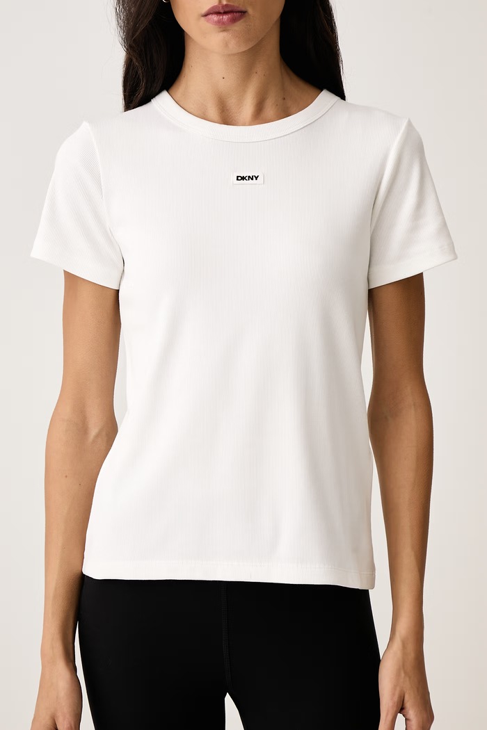 T-shirt lounge damski z bawełną DKNY YI10125 biały