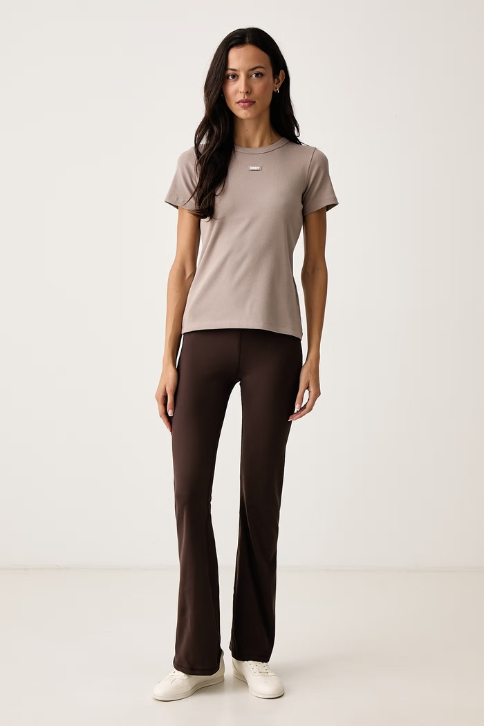 DKNY T-shirt lounge damski z bawełną YI10125 beżowy AW26