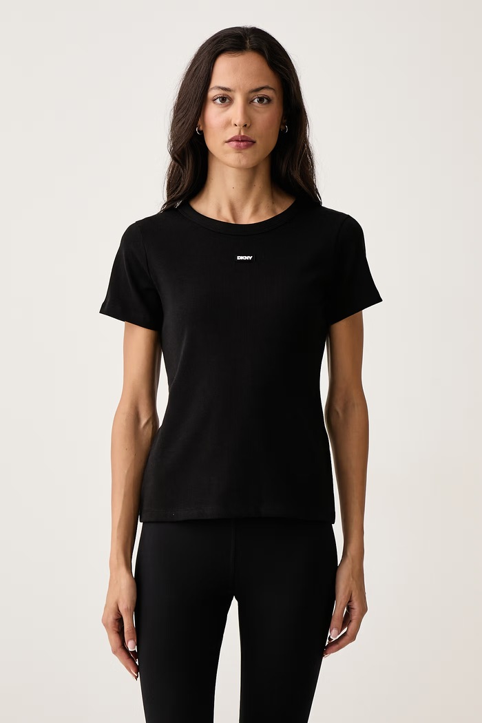 DKNY T-shirt lounge damski z bawełną czarny YI10125