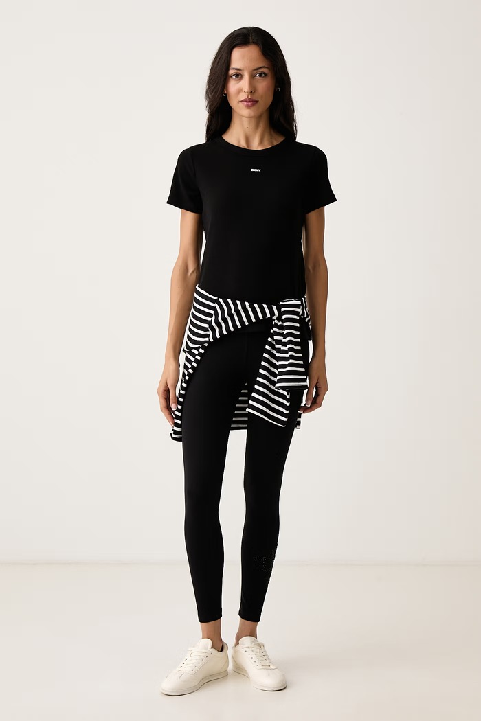 DKNY T-shirt lounge damski z bawełną YI10125 czarny AW26