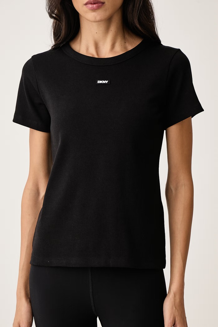 T-shirt lounge damski z bawełną DKNY YI10125 czarny