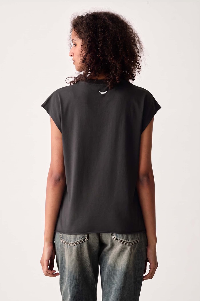 Ρούχα Zadig&Voltaire Τοπ γυναικείο βαμβακερό CLOE JWTT01295 γκρί