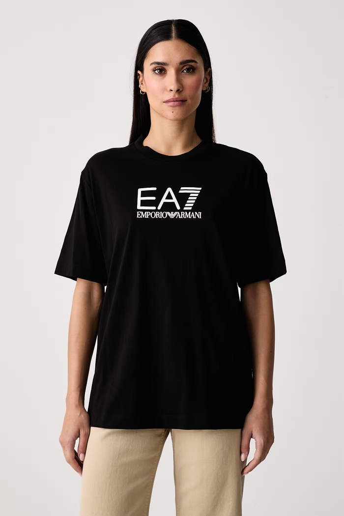 EA7 Emporio Armani T-shirt damski bawełniany czarny AF12503.7W001418