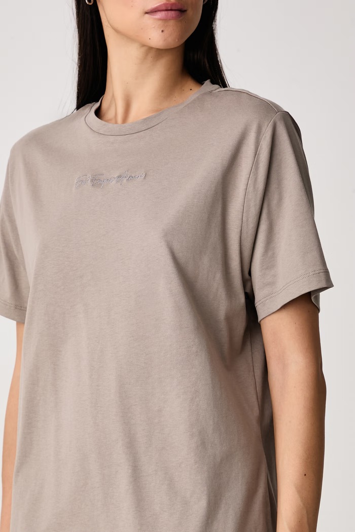 T-shirt damski bawełniany EA7 Emporio Armani AF12503.7W001430 brązowy