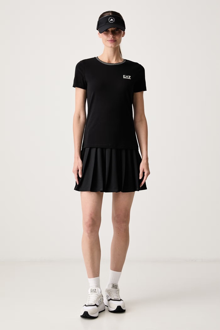 EA7 Emporio Armani T-shirt damski bawełniany z elastanem AF14880.7W001324 czarny AW26