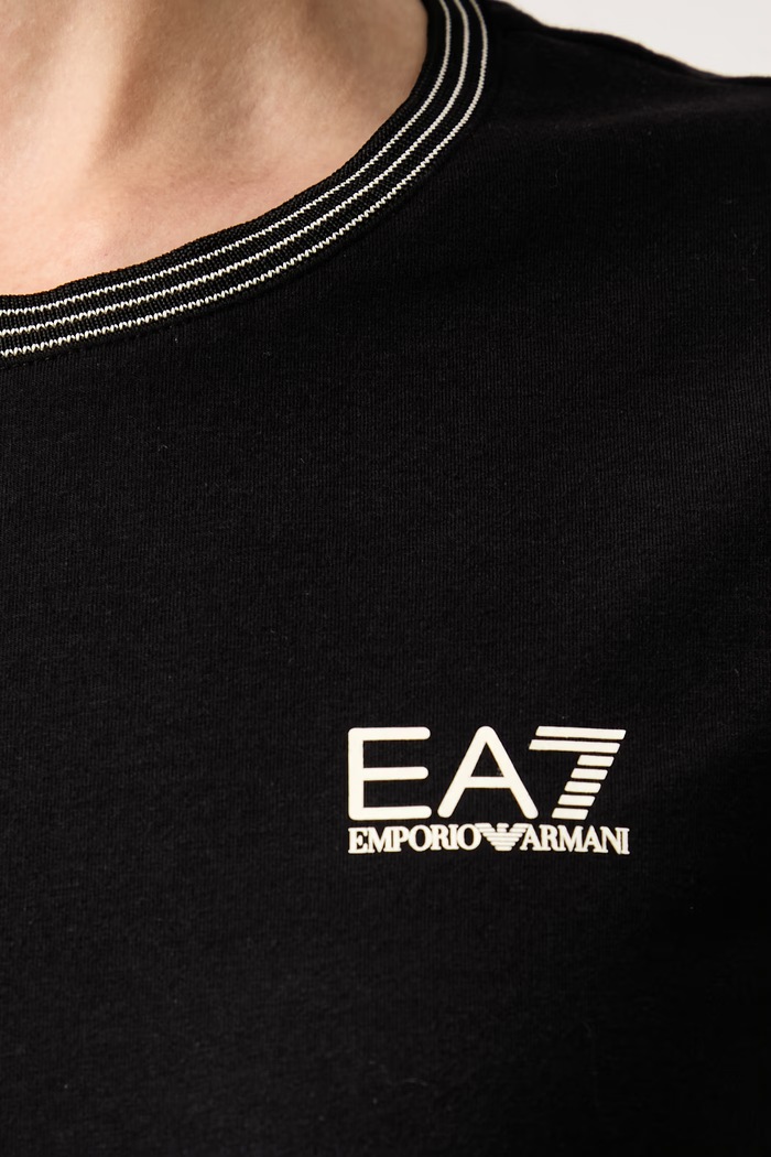 T-shirt damski bawełniany z elastanem EA7 Emporio Armani czarny AF14880.7W001324