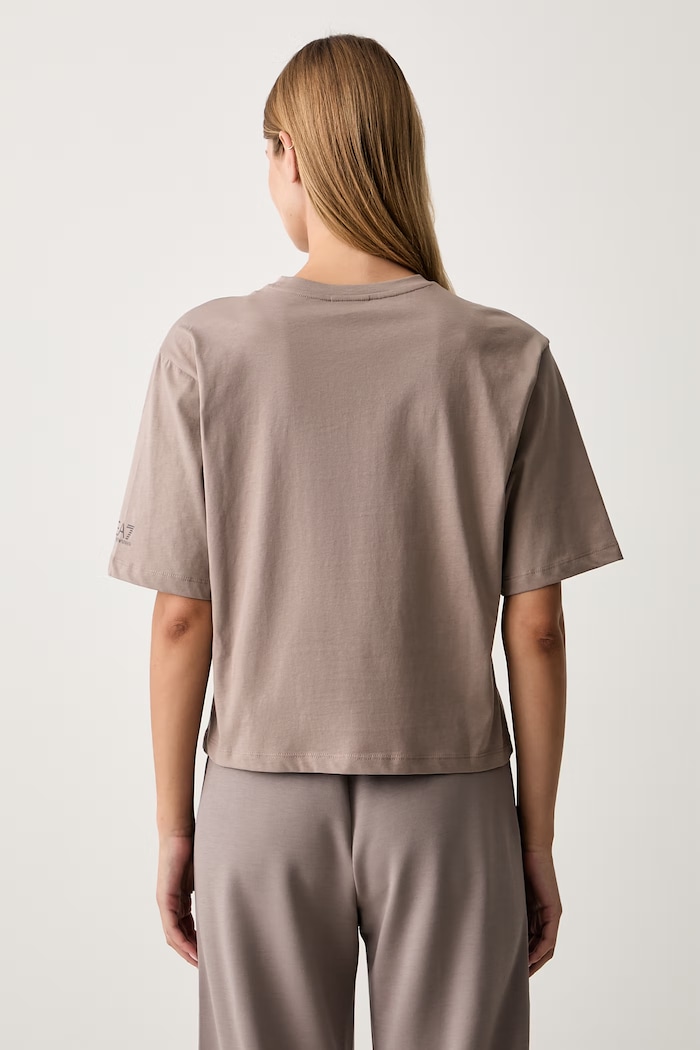 Odzież EA7 Emporio Armani T-shirt treningowy damski bawełniany AF21060.7W001345 brązowy