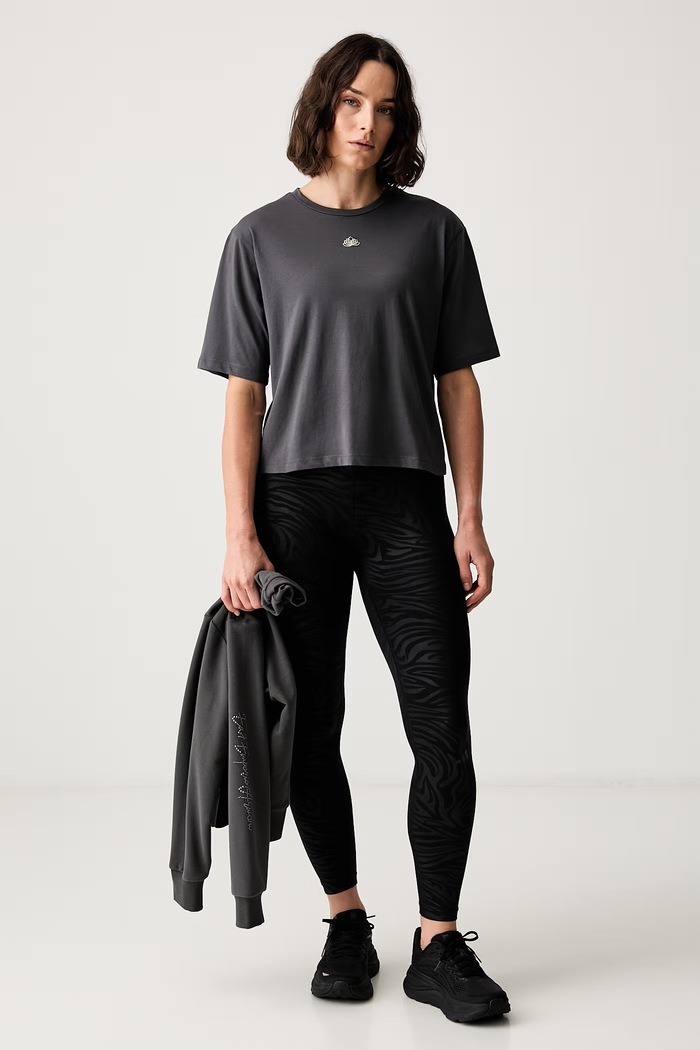 EA7 Emporio Armani T-shirt treningowy damski bawełniany AF21060.7W001345 szary AW26