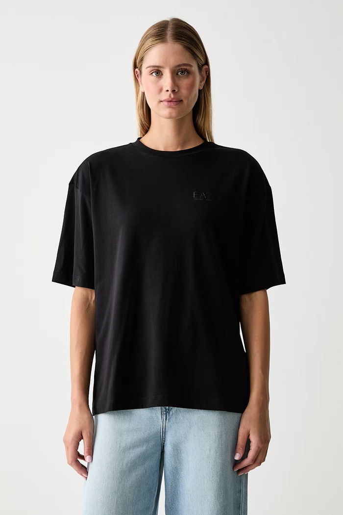 EA7 Emporio Armani T-shirt γυναικείο βαμβακερό με ελαστάν μαύρο AF10373.7W001668