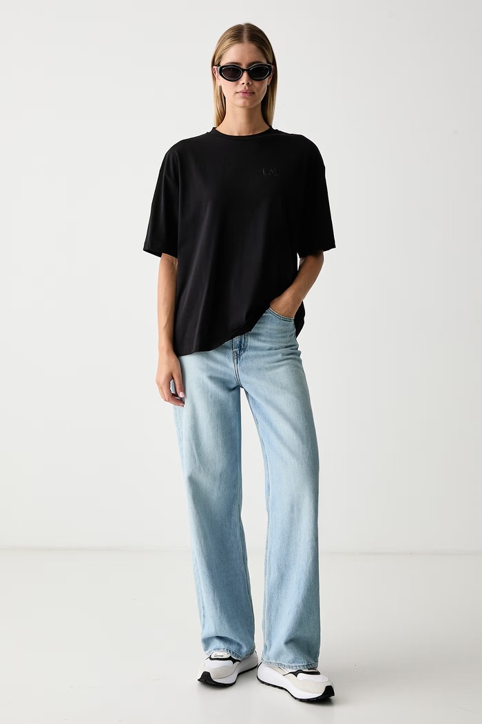 EA7 Emporio Armani T-shirt γυναικείο βαμβακερό με ελαστάν AF10373.7W001668 μαύρο AW26